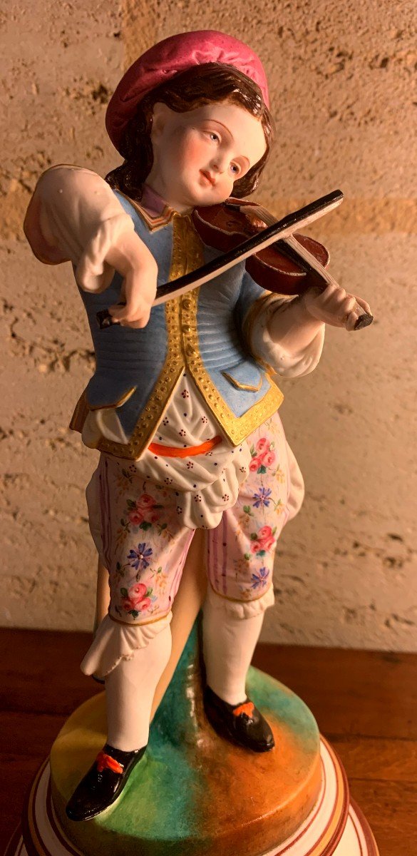 Young Violinist In Painted Biscuit, Late 19th Or Early 20th Century-photo-4