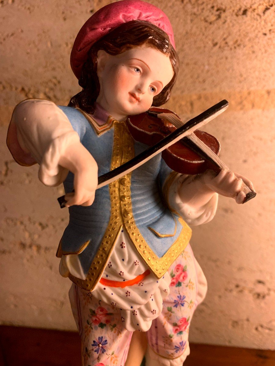 Young Violinist In Painted Biscuit, Late 19th Or Early 20th Century-photo-4