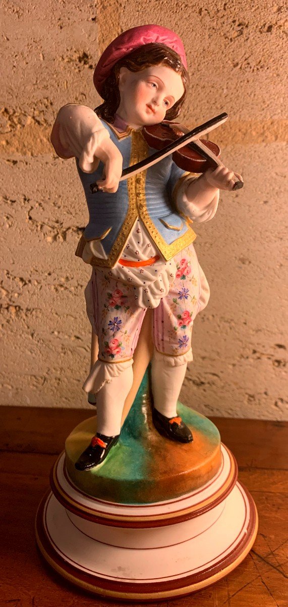 Young Violinist In Painted Biscuit, Late 19th Or Early 20th Century-photo-5