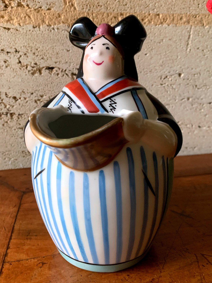 Porcelain Pitcher From The "art Deco" Period: Young Alsatian Model Robj-photo-3