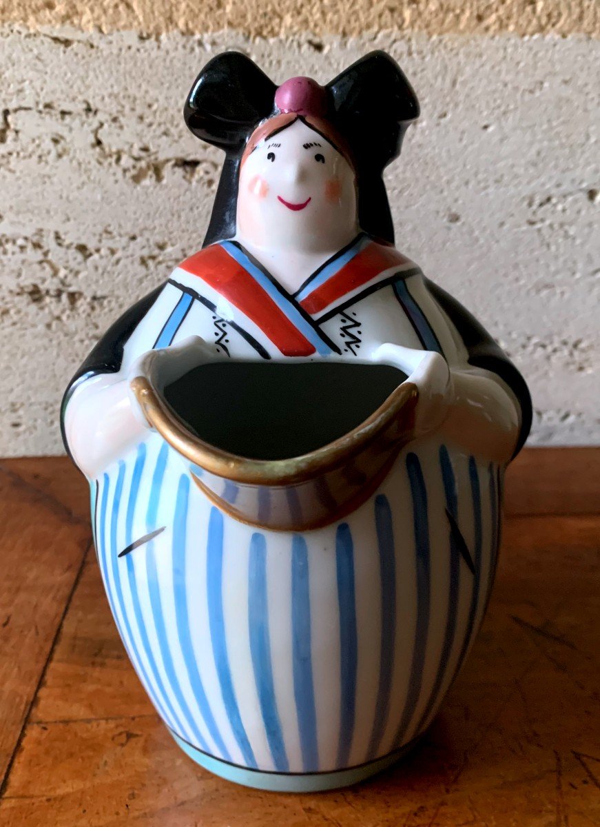 Porcelain Pitcher From The "art Deco" Period: Young Alsatian Model Robj