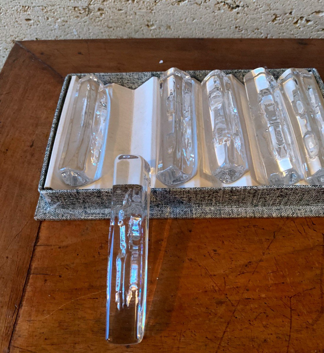 6 Daum Crystal Knife Rests, 1950s-photo-4