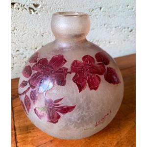 Multilayer Glass Ball Vase Signed De Legras (1839-1916)