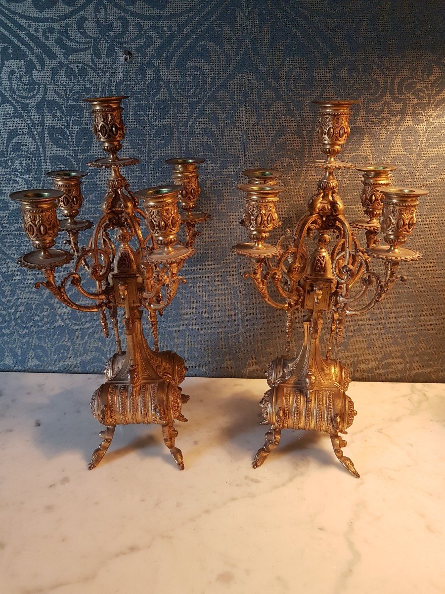 Paire Candelabre En Bronze.  Louis Philippe. -photo-5