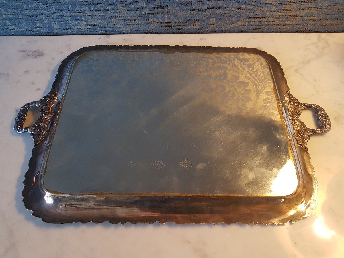 Silver And Gold Metal Tray. Napoleon III. -photo-2