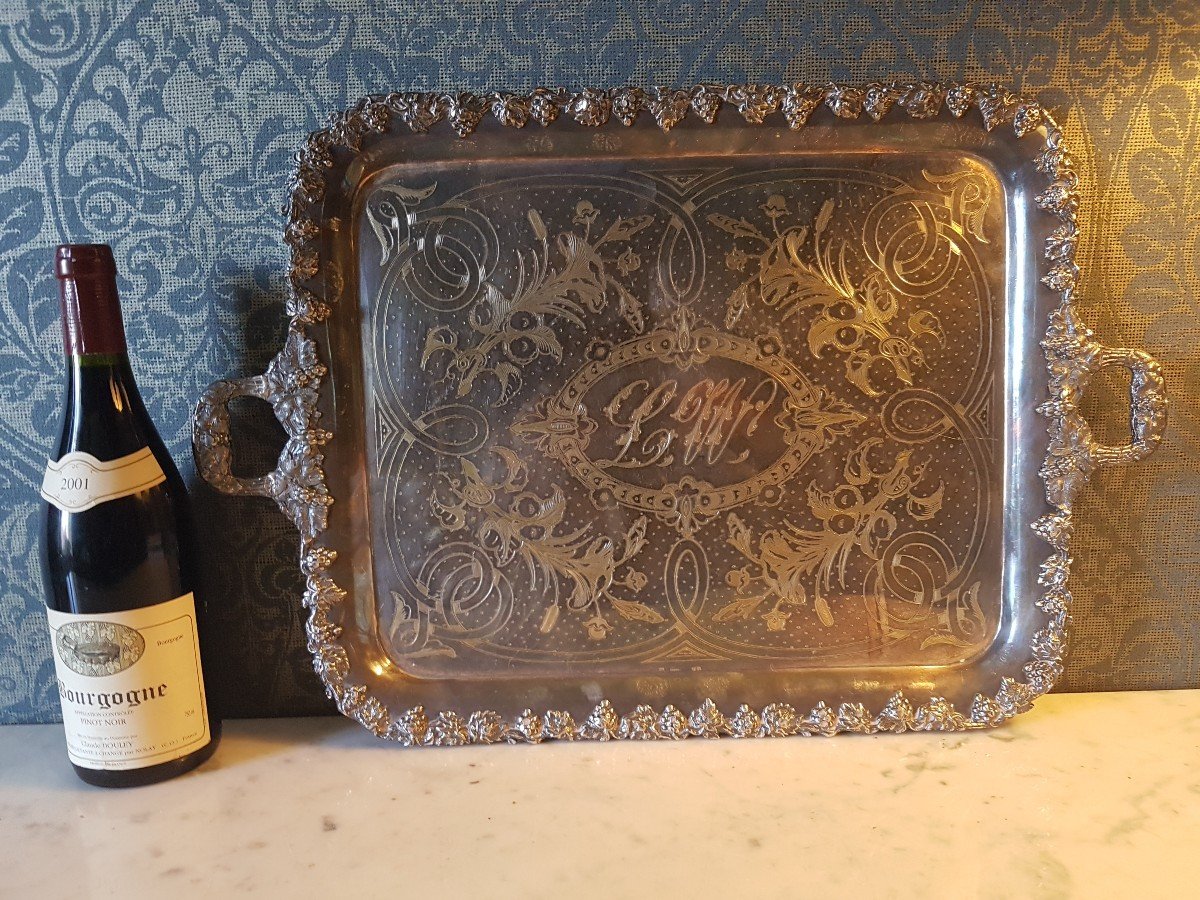 Silver And Gold Metal Tray. Napoleon III. -photo-3