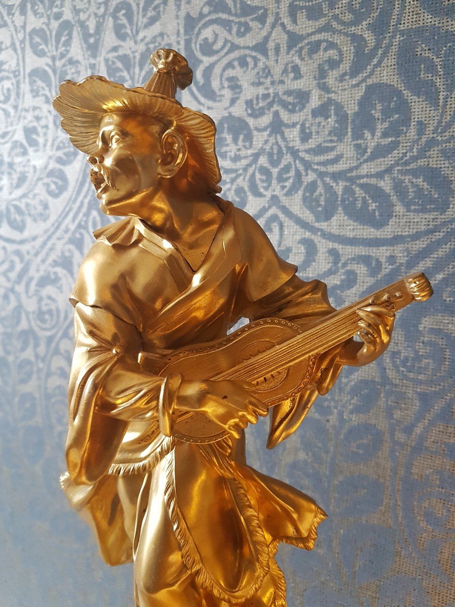 Pendule En Bronze Cisele Et Doré Chinoiserie.  Charles X. -photo-6