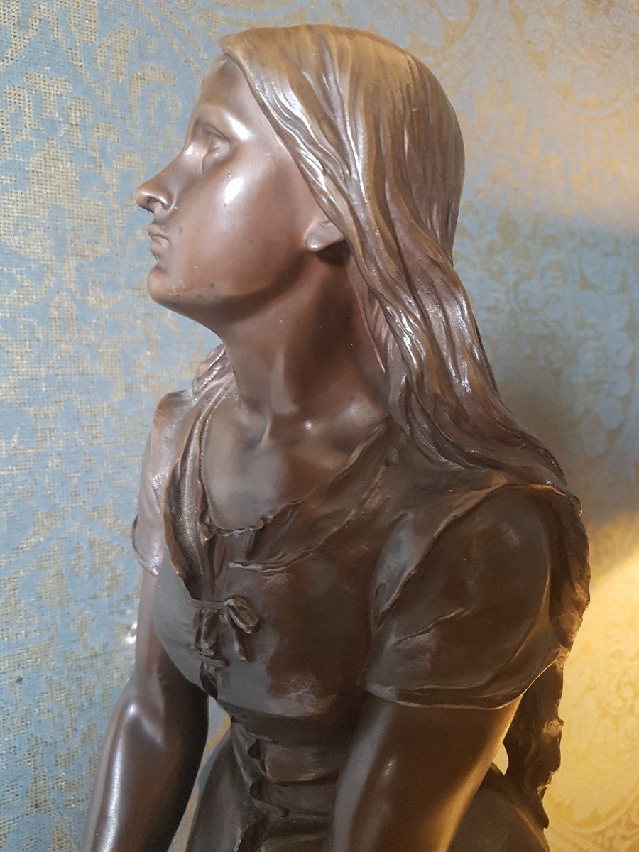 Sculpture En Bronze, Jeanne d'Arc Par Eugène Laurent. -photo-3