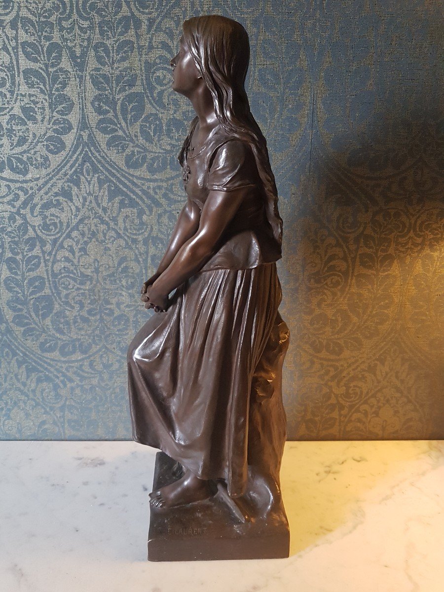 Sculpture En Bronze, Jeanne d'Arc Par Eugène Laurent. -photo-3