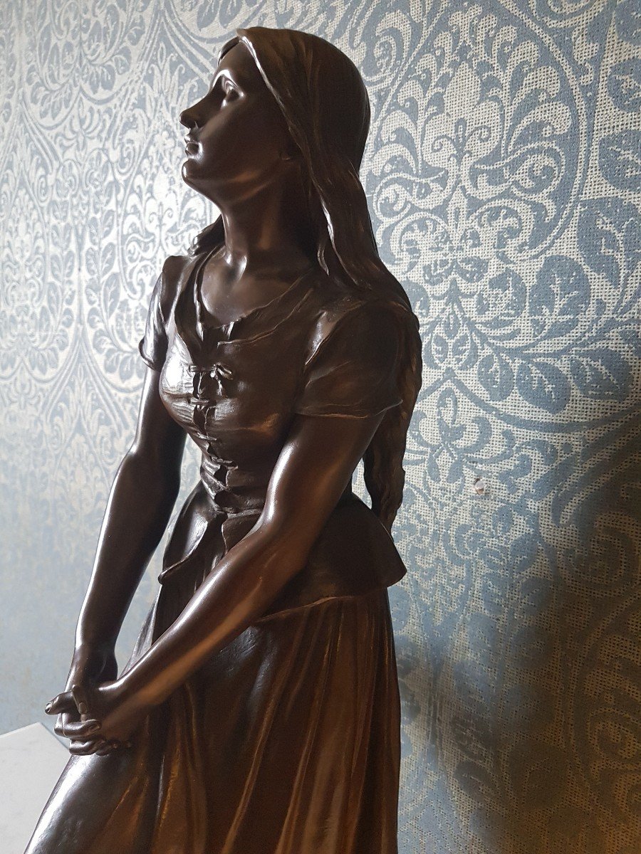 Sculpture En Bronze, Jeanne d'Arc Par Eugène Laurent. -photo-8