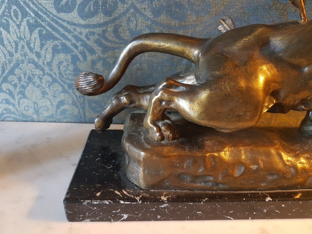 Bronze "blessed Lion" By Charles Valton. -photo-3