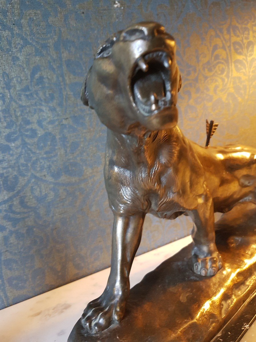 Bronze "blessed Lion" By Charles Valton. -photo-5