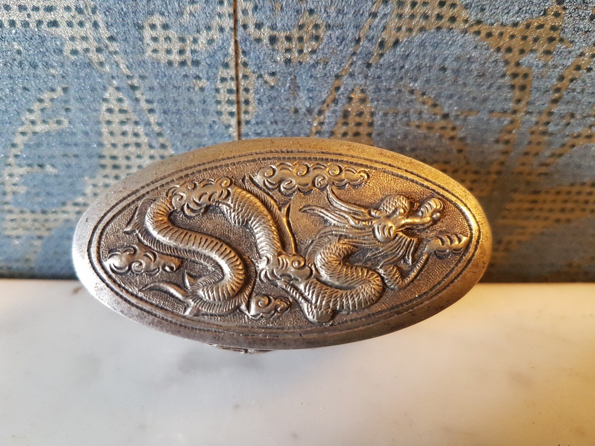 Silver Box With Dragons. China 19th. -photo-4