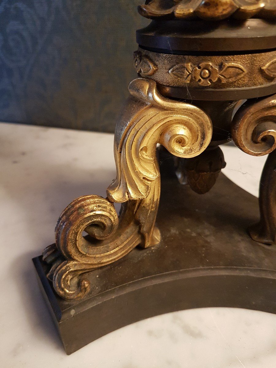 Pair Of Candelabra In Gilt Bronze And Patina. Empire. Height: 65 Cm. -photo-3