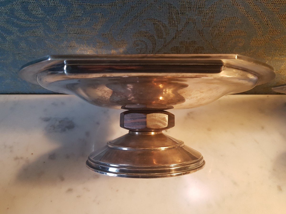 Paire  Tazza's  En Metal Argent.  Art- Deco Style  Puiforcat.-photo-3