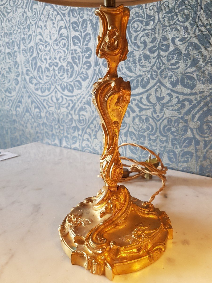 Pair Of Art Nouveau Candlesticks In Gilt Bronze. Electrically Made.-photo-6