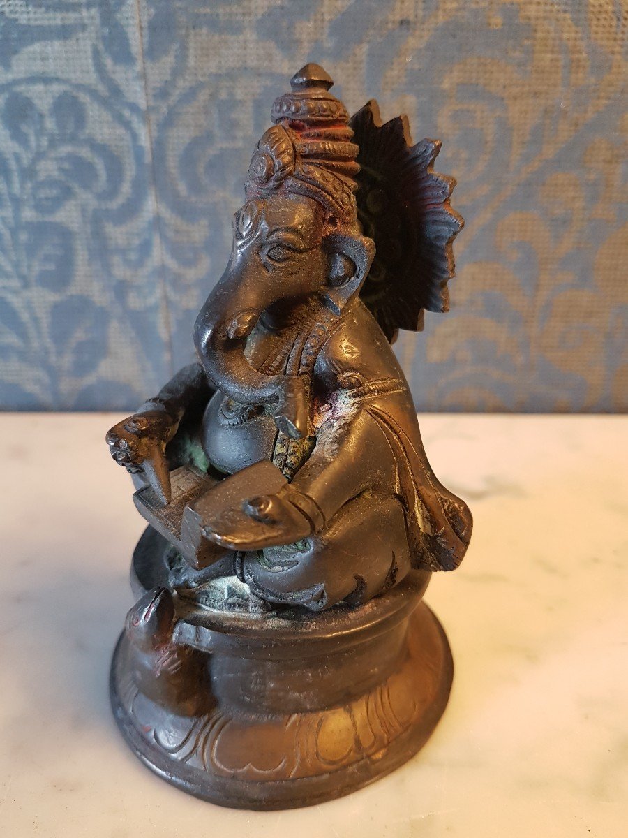 Sculpture Ganesh En Bronze.  19eme Siècle. -photo-3