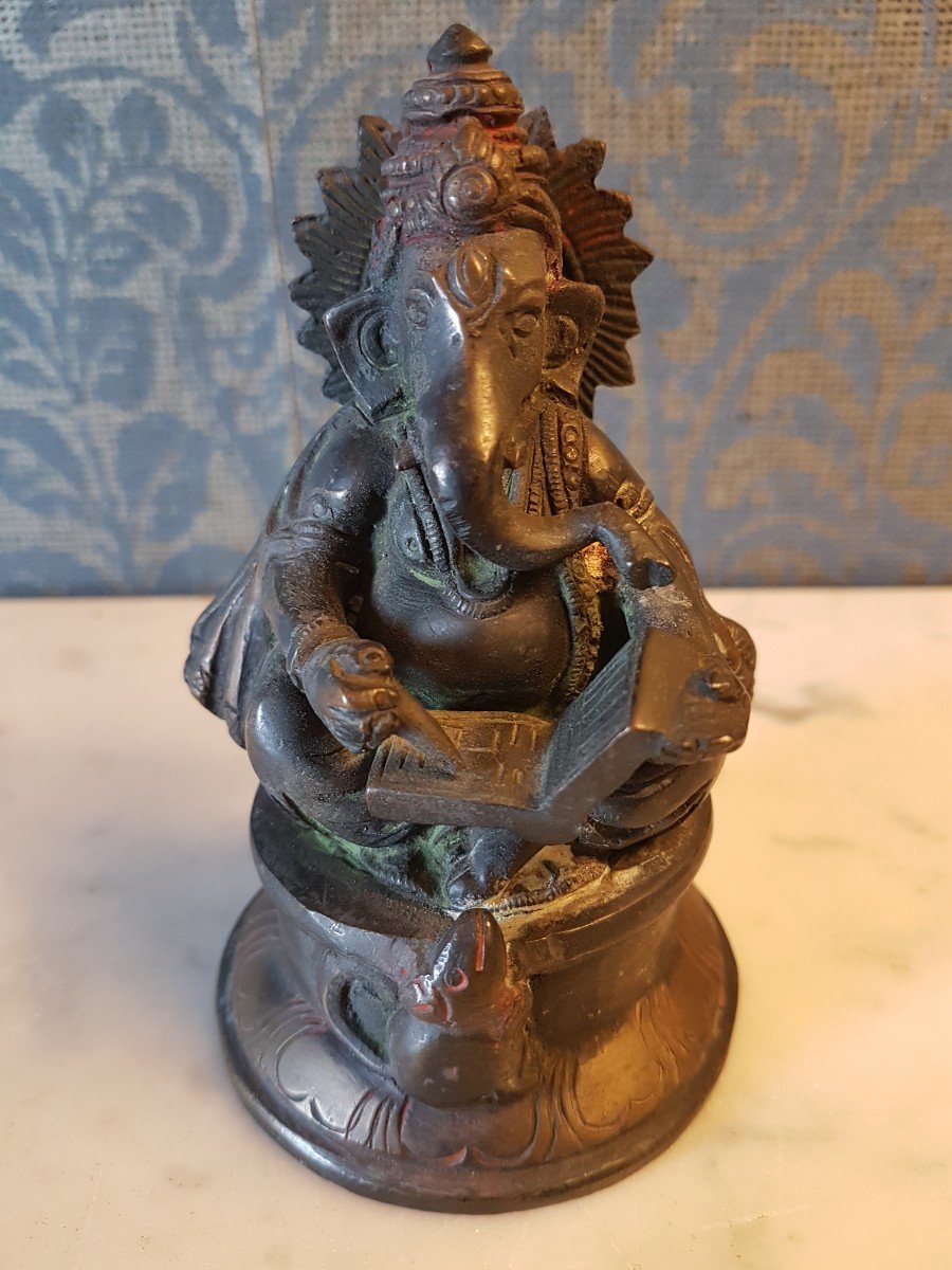 Sculpture Ganesh En Bronze.  19eme Siècle. -photo-4