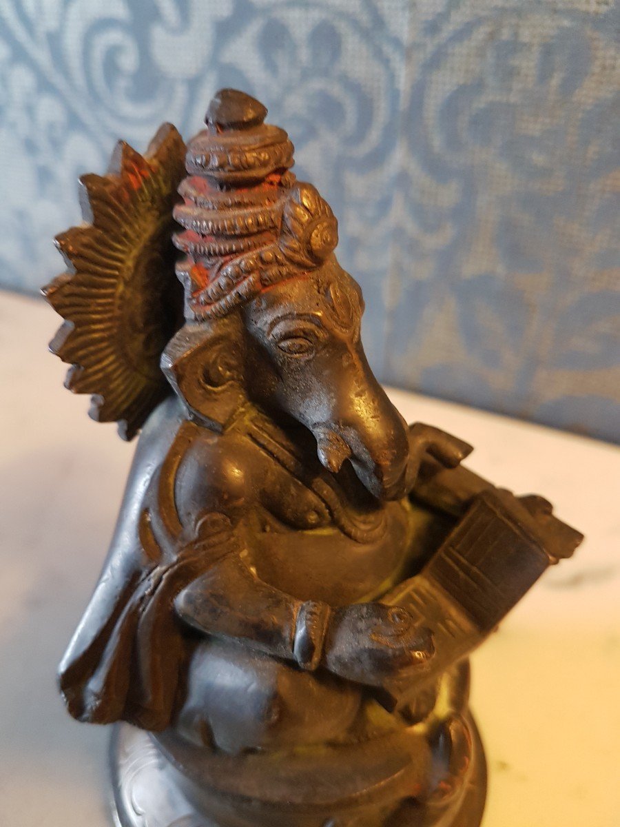 Sculpture Ganesh En Bronze.  19eme Siècle. -photo-3