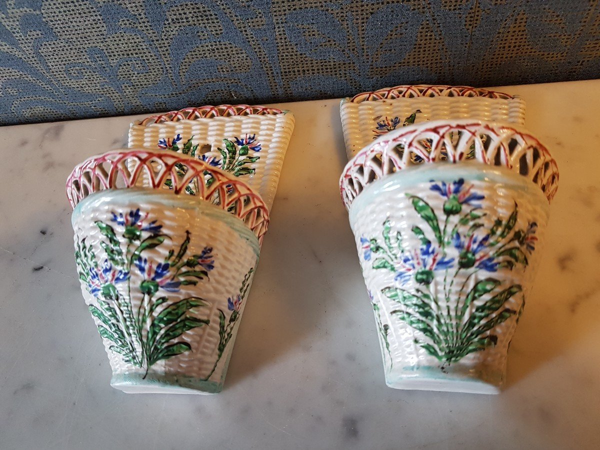 Pair Of Porcelain Baskets. Late 19th Century. -photo-1