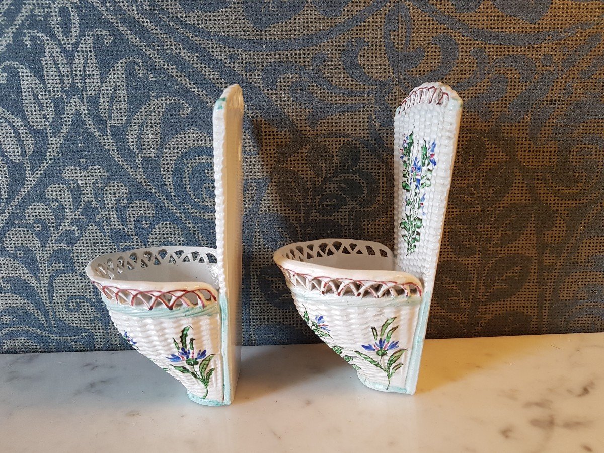 Pair Of Porcelain Baskets. Late 19th Century. -photo-4