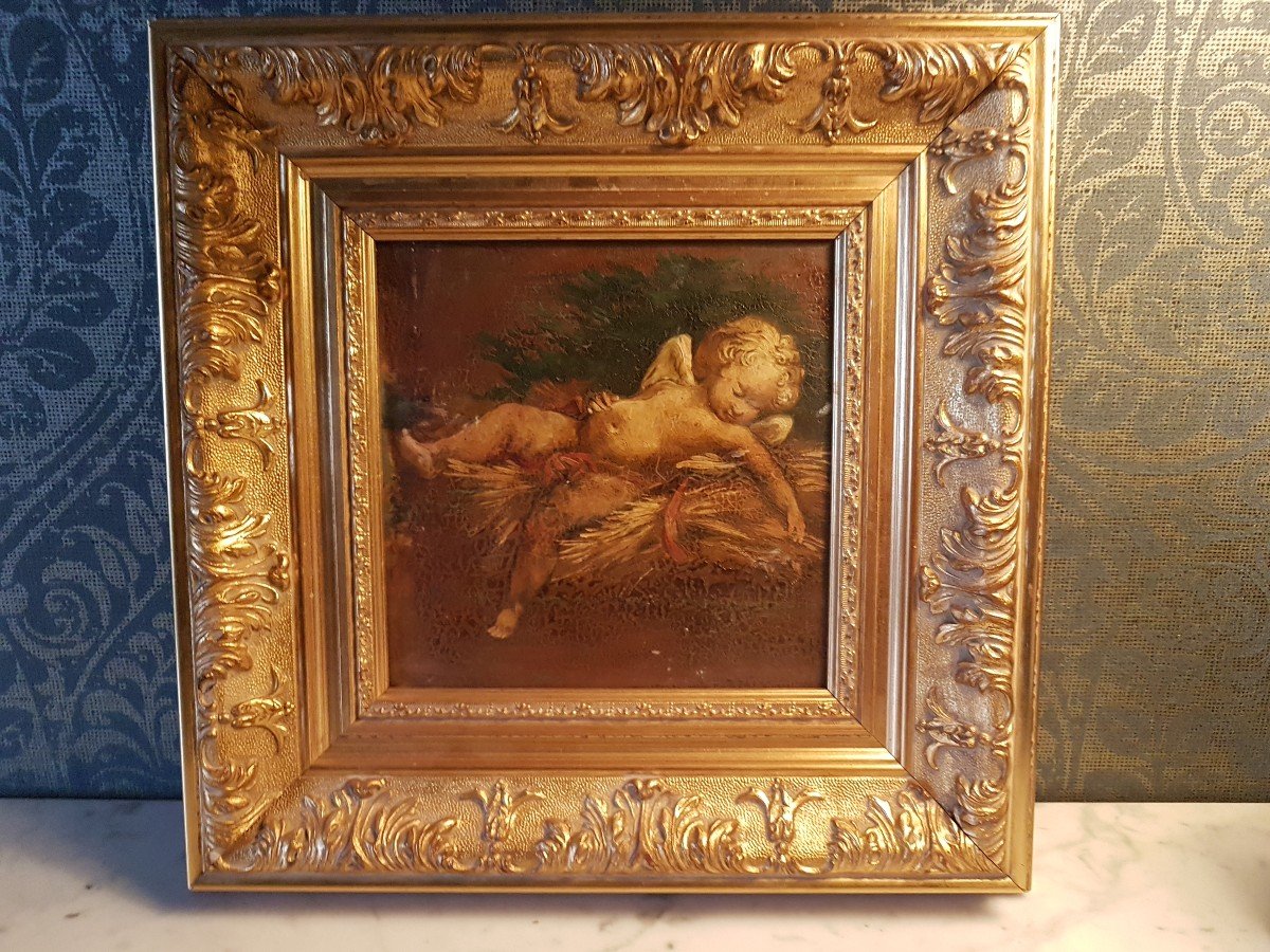 Oil Painting On Panel, Representing A Small Angle. 19th Century. 