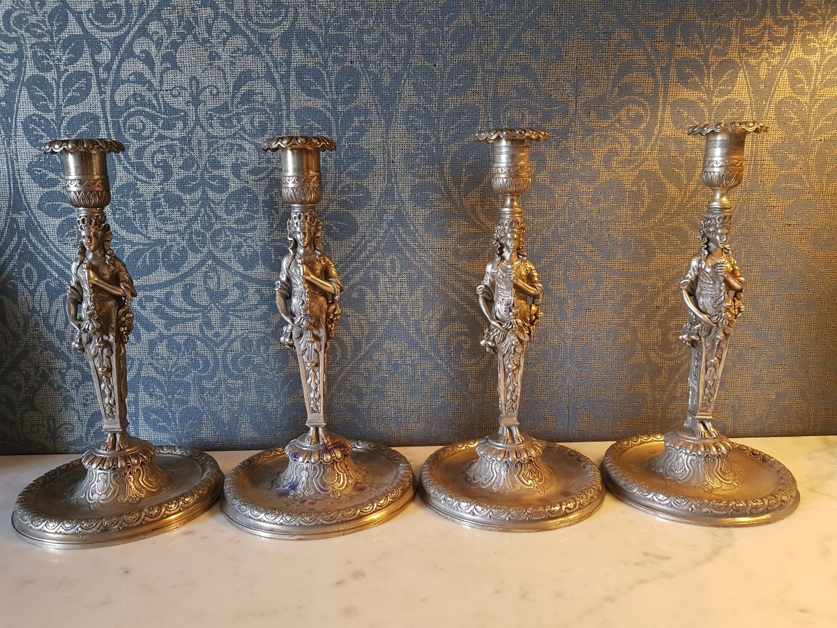 Set Of Four 19th Century Candlesticks. 