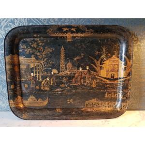 19th Napoleon III Chinoiserie Tray.  