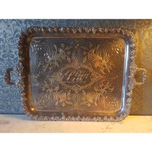 Silver And Gold Metal Tray. Napoleon III. 