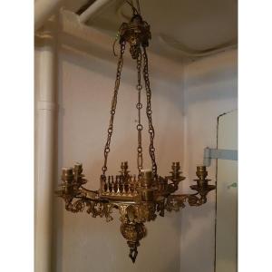 Church Chandelier In Gilded Bronze With Electrically Made. Louis Philippe. 