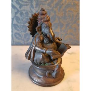 Sculpture Ganesh En Bronze.  19eme Siècle. 