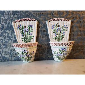 Pair Of Porcelain Baskets. Late 19th Century. 