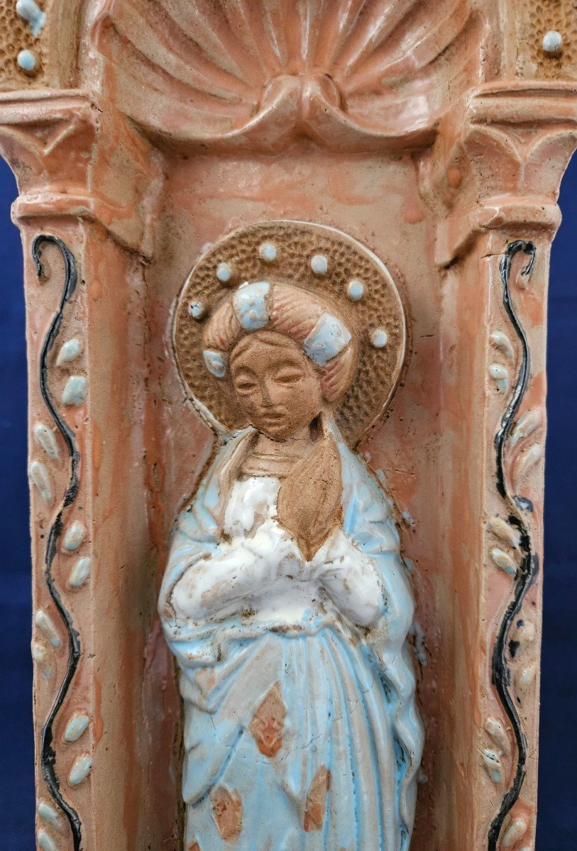 Virgin Mary In Ceramic By Roger Guérin In Bouffioulx 1896 - 1954-photo-2