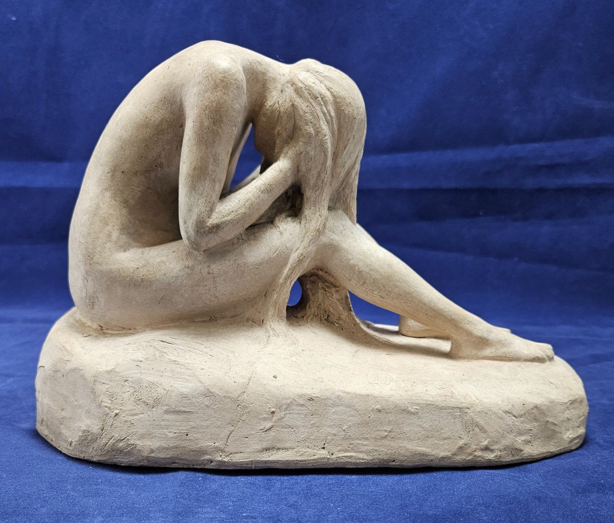 Sculpture en terre cuite nu féminin Art Nouveau signée Pourquet 1911 