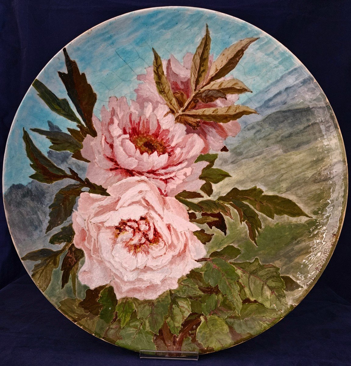 Large Earthenware Dish From Sèvres Optat Milet Barbotine Decor Signed L. Régnier Late 19th