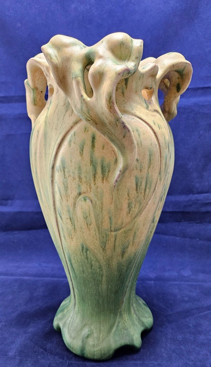 Earthenware Vase By Jérôme Massier In Vallauris, Art Nouveau Stoneware-photo-3