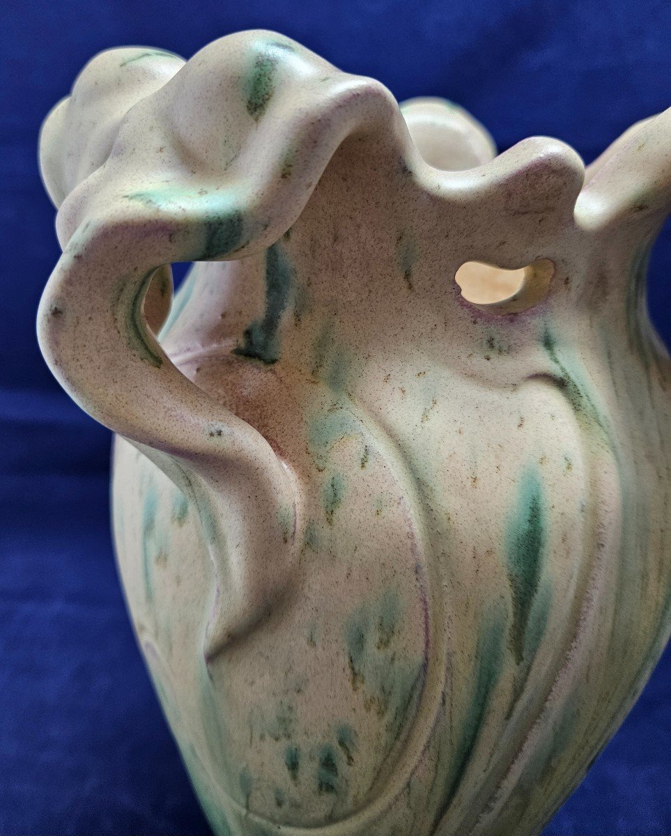 Earthenware Vase By Jérôme Massier In Vallauris, Art Nouveau Stoneware-photo-3