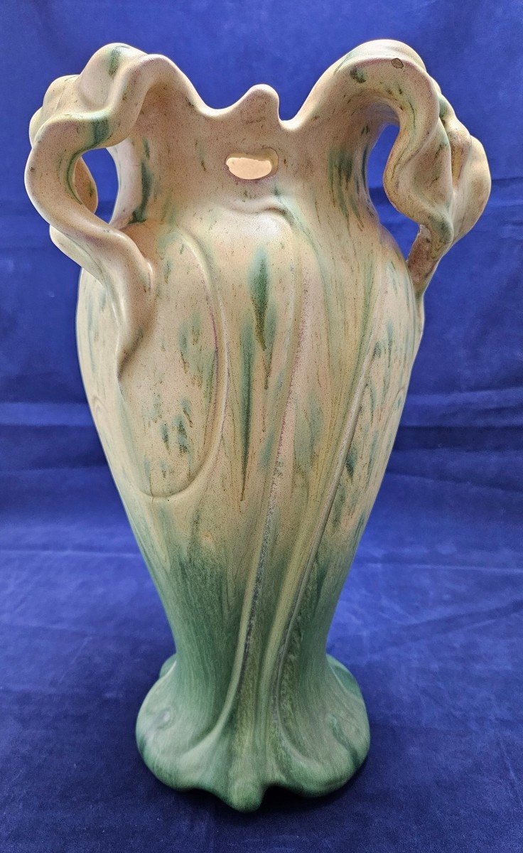 Earthenware Vase By Jérôme Massier In Vallauris, Art Nouveau Stoneware-photo-4