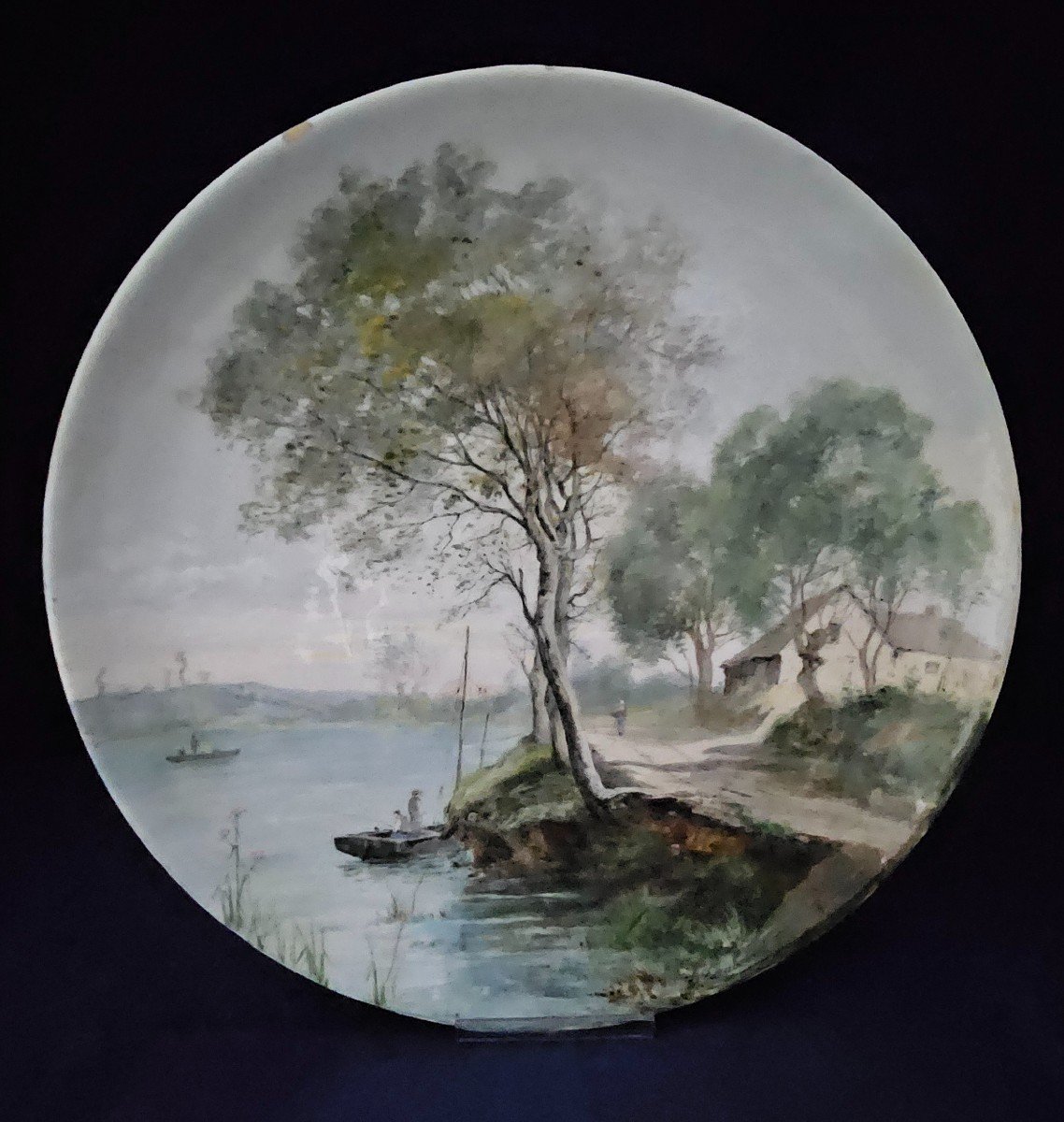 Optat Miletus, Ceramic Dish With Impressionist Decoration By Lucien d'Eaubonne 1889