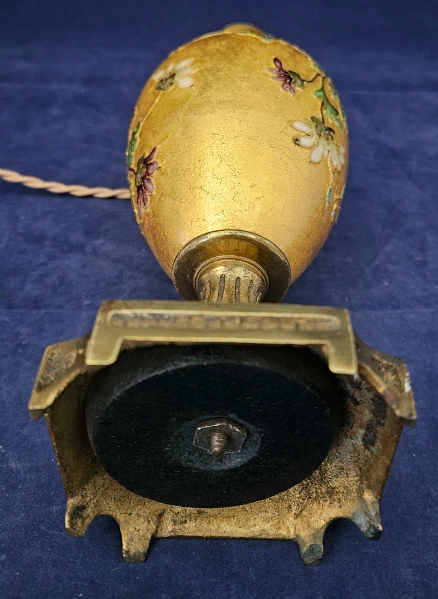 Earthenware Lamp With Cloisoné Enamel Decoration By Félix Optat Milet, Era 1900 Deck-photo-4