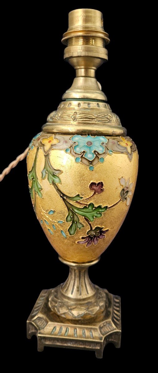 Earthenware Lamp With Cloisoné Enamel Decoration By Félix Optat Milet, Era 1900 Deck