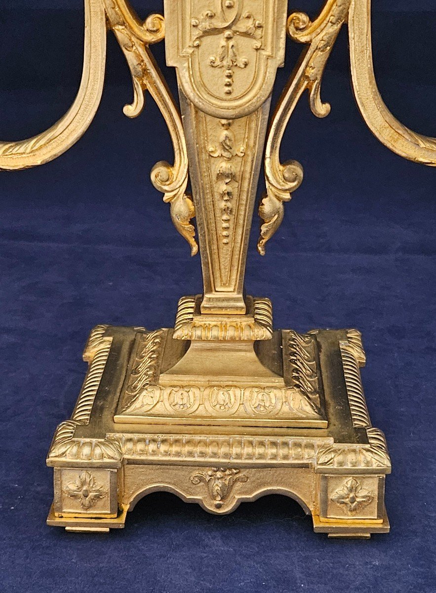 Pair Of Candelabra, Candlesticks In Gilded Bronze 19th Century -photo-6