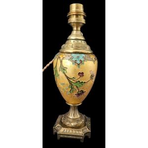 Lampe en faïence décor émaux cloisonés par Félix Optat Milet à Sèvres Era 1900 Deck