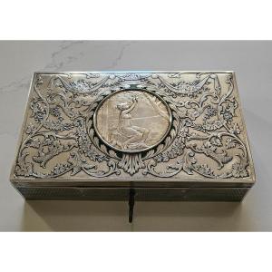 Art Nouveau Silver Jewelry Box Signed M. Jampolsky . Jugendstil 