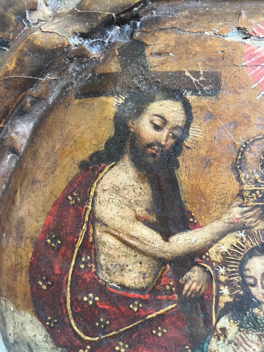 Tableau - Huile Sur Bois - Vierge - école De Cuzco - Pérou - XVIII ème -photo-4