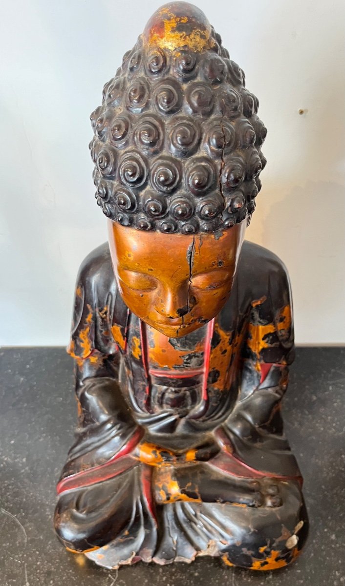 Important Buddha - Lacquered Wood - Vietnam - 18th Century-photo-1