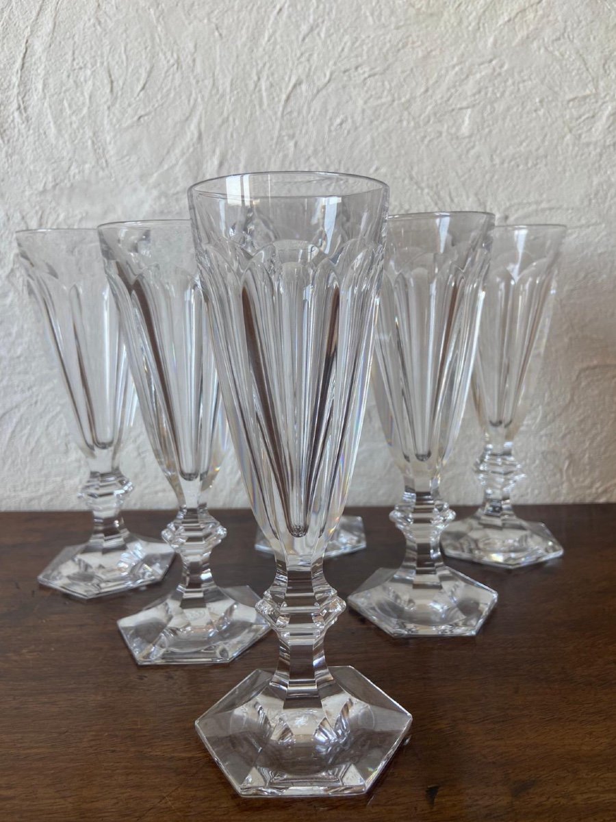 Suite Of 6 Flutes - Baccarat - France - 20th Century-photo-2