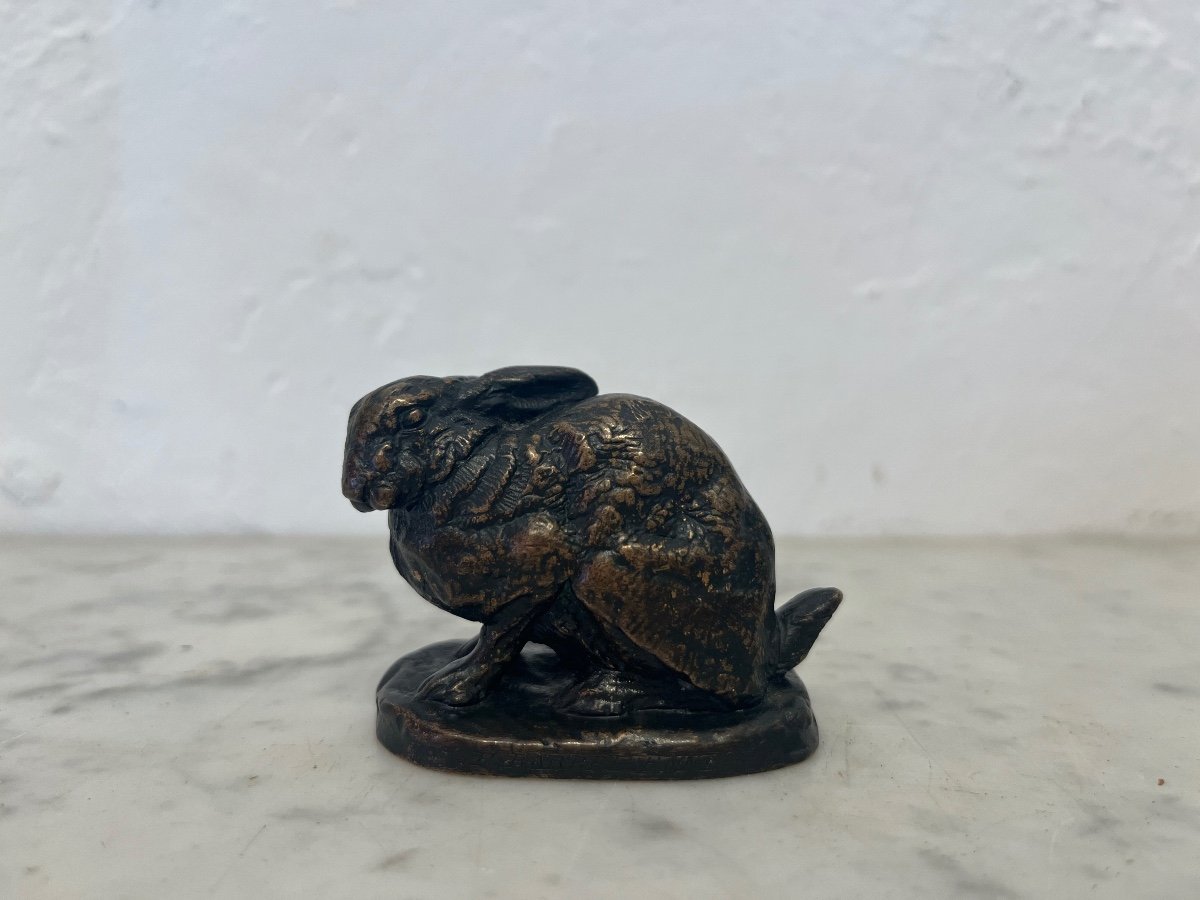 Sculpture - Bronze - Hare - Barye/barbedienne - 19th Century-photo-2