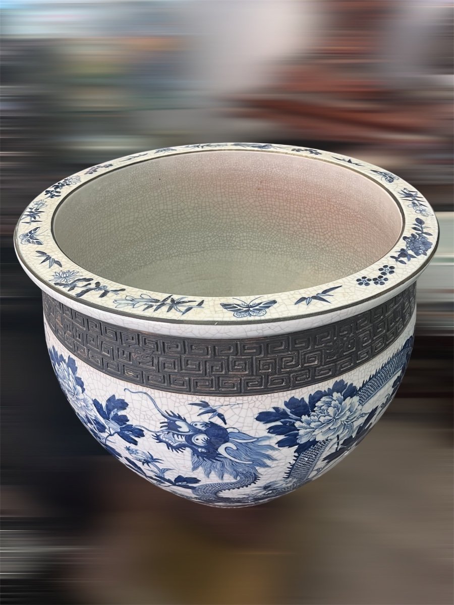 Importante Paire De Cache Pot - Grès émaillé - Nankin - Chine -photo-2