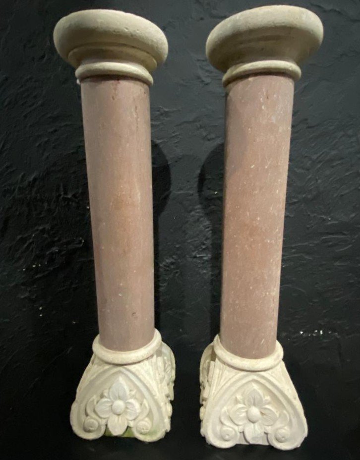 Pair Of Column - Marble And Stone - France - XIX